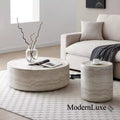 Runder Couchtisch Faux MARS Muster Cocktailtisch Beistelltisch Wohnzimmertisch Sofatisch - ModernLuxe