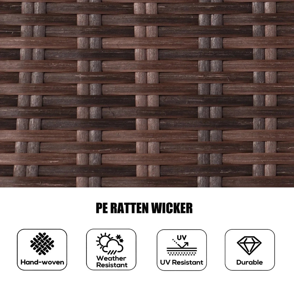 7-teiliges Garten-Essgruppe aus Rattan mit runden Kissen von Moda Furnishings