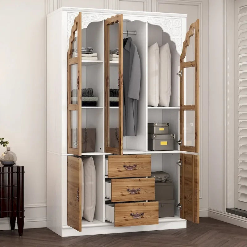 Vintage-inspiriertes zweiteiliges Kleiderschrank-Set mit Metallakzenten