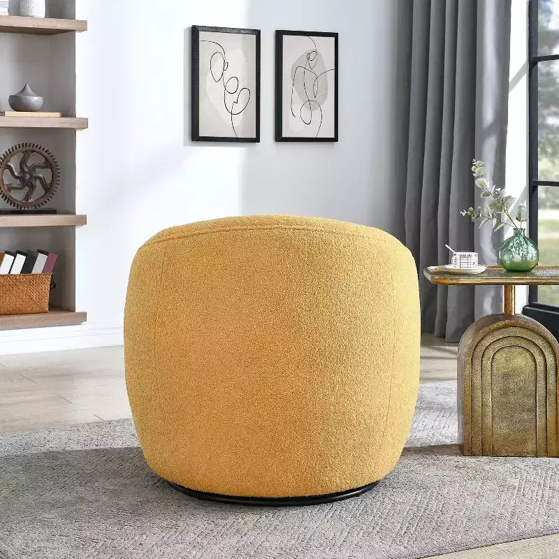 Roundhill Furniture Galleria 360° drehbarer Barrel Chair aus Kunst-Lammfell