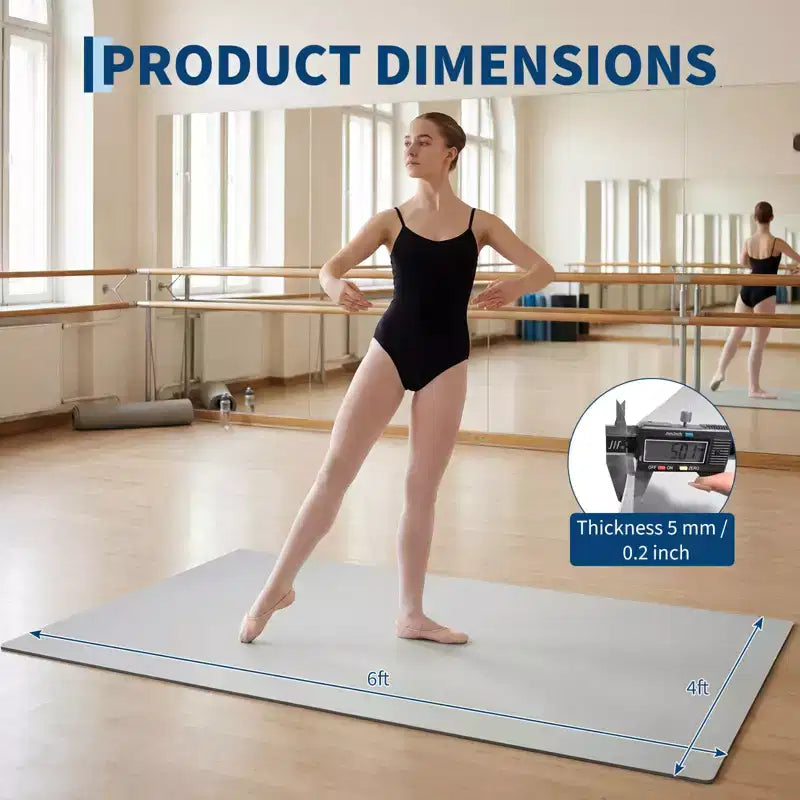 Tragbare 4x6 PVC-Tanzmatte, 5 mm dicke, rutschfeste und kratzfeste Tanzmatte für Ballett, Jazz, Stepptanz, Yoga, Pilates und Training zu Hause