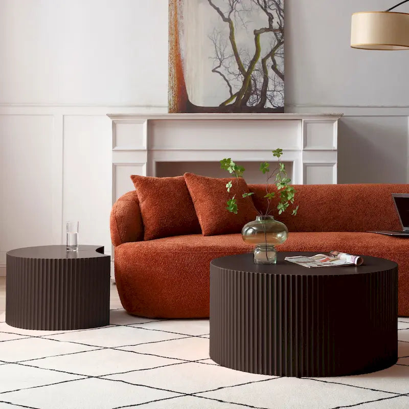Modernes, glamouröses rundes Satztisch-Set für das Wohnzimmer (2-tlg.), nicht montiert