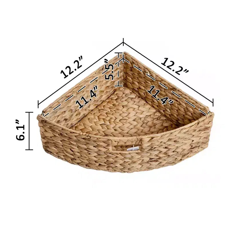 eHemco Hampton Meadows 4-stufiger Eck-Beistelltisch mit X-förmigen Seitenteilen und 4 Weidenkörben