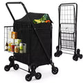 Strapazierfähiger Treppensteiger-Einkaufswagen – 360°-Dreifachräder, wasserdichte Einlage, 61 kg Tragkraft, klappbarer Karbonstahl-Trolley für Wäsche und Lebensmittel