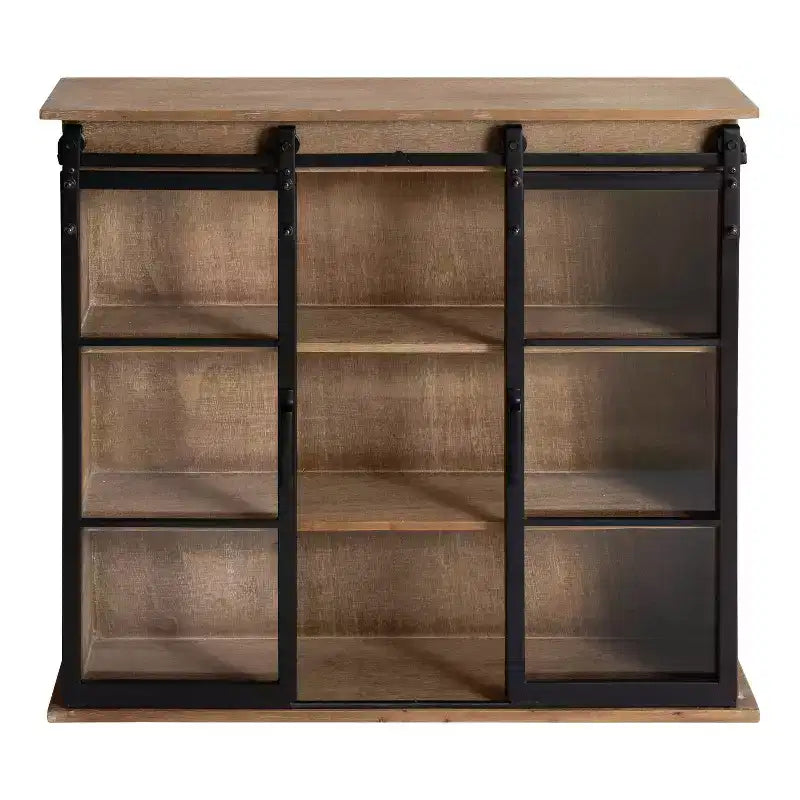 30 x 28 Barnhardt Dekorativer Wandhängeschrank aus Holz mit 2 Glasschiebetüren, Rustikales Braun - Kate & Laurel All Things Decor: Metallrahmen