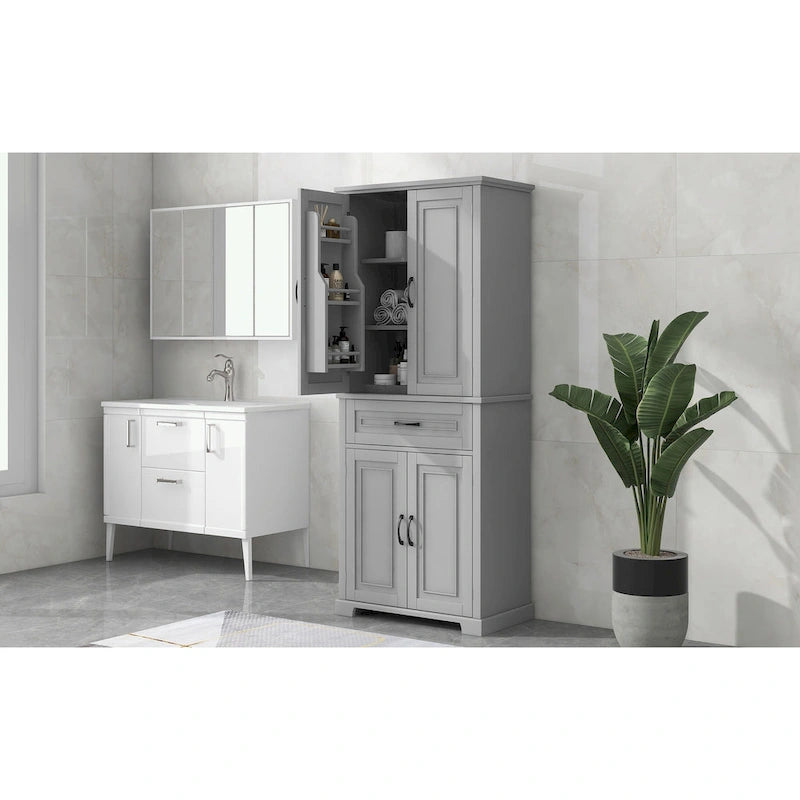 Badezimmerschrank mit Türen und Schublade