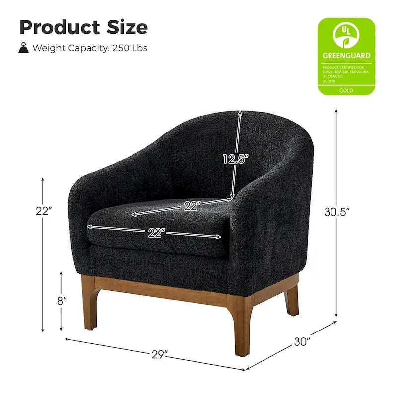 Augus Moderner Bouclé-Akzent-Tonsessel mit Beinen aus Massivholz von HULALA HOME