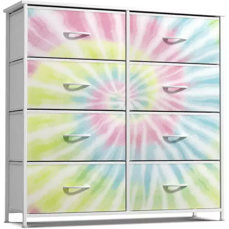 Sorbus Kommode mit 8 Schubladen – Aufbewahrungsmöbel mit Stahlrahmen, Holzoberfläche und Stoffkörben – für Schlafzimmer, Kleiderschrank, Büro und mehr