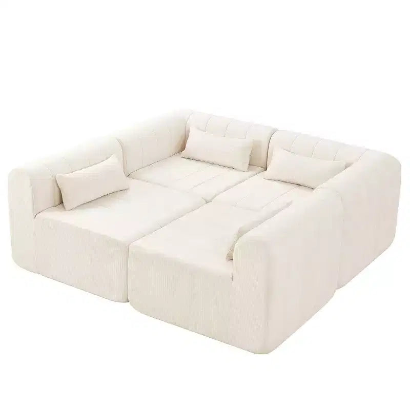 145.5 Modernes, wandelbares Ecksofa, Polster-Ecksofa für 4 Personen mit Schaumstoffkern, L-förmiges Wohnzimmer-Sofa-Panipeachy