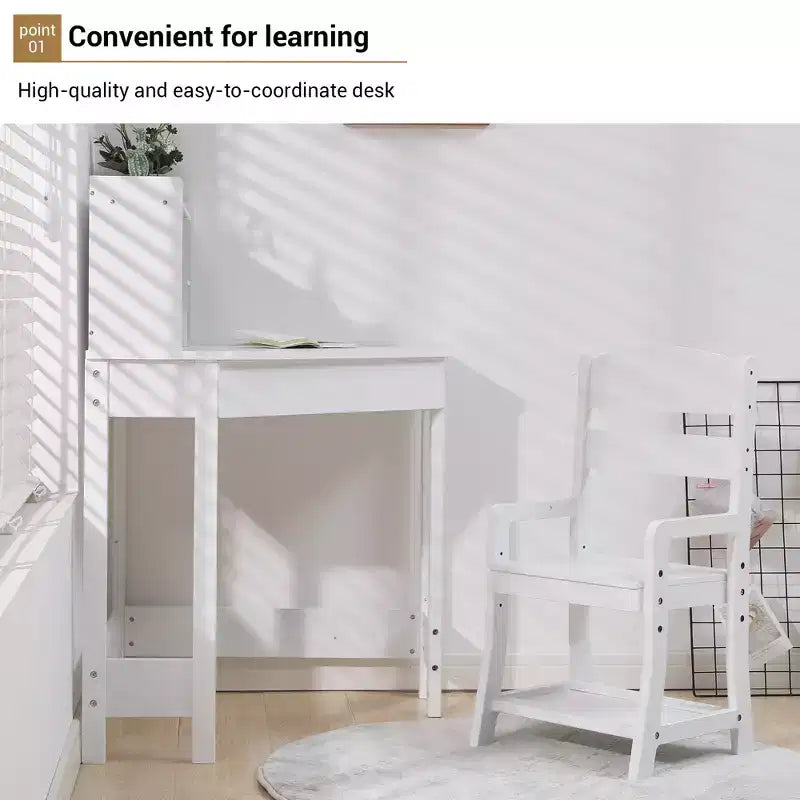 COZONY Kinderschreibtisch und Stuhl-Set, L-förmiger Lerntisch für Jungen und Mädchen im Alter von 3–8 Jahren