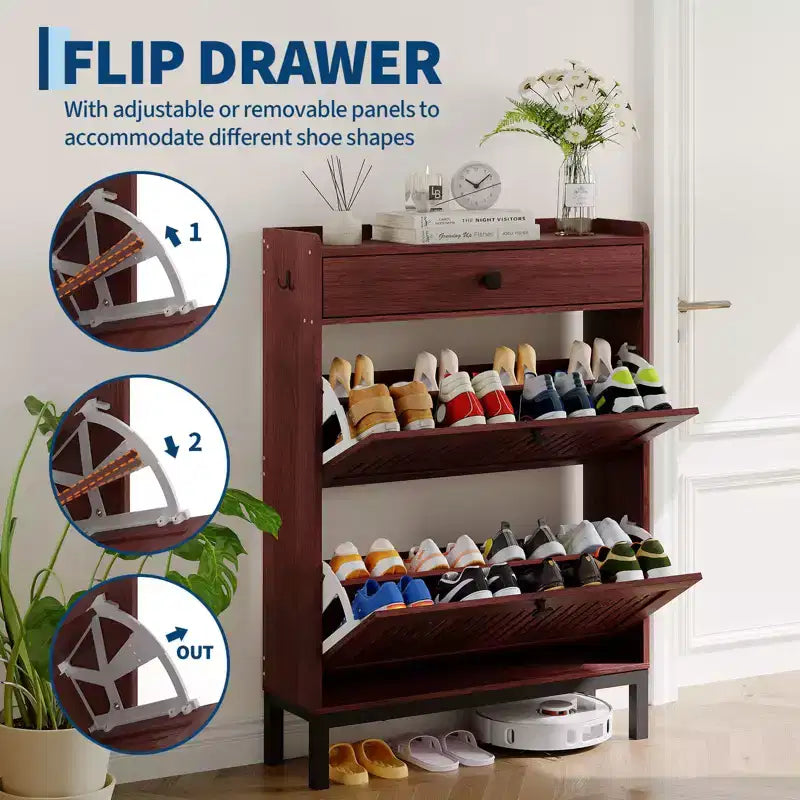 Moderner Schuhschrank aus Holz, verstellbarer Regalboden, freistehendes modernes Design, für Flur, Wohnzimmer
