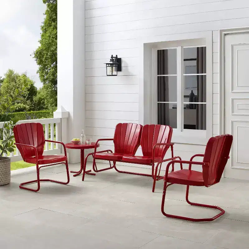 Ridgeland 4-tlg. Outdoor-Sitzgruppe aus Metall - Rot - Crosley