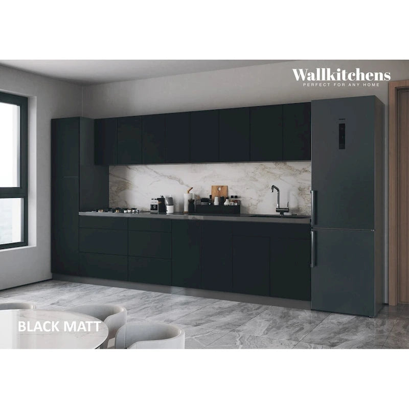 Küchen-Kollektion Elegant, schwarze Basis, Größe 11 Fuß breit - 135x24