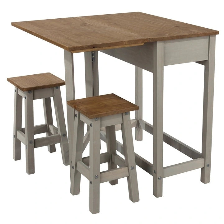 3-teiliges Esszimmer-Set mit Klapptisch aus Kiefernholz