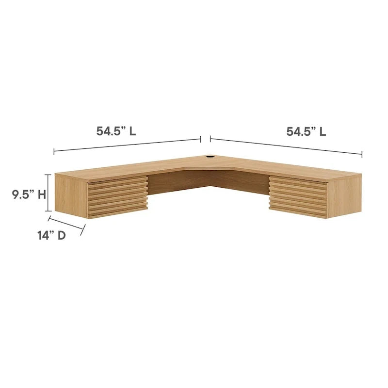 Render Wandmontierter Eckschreibtisch
