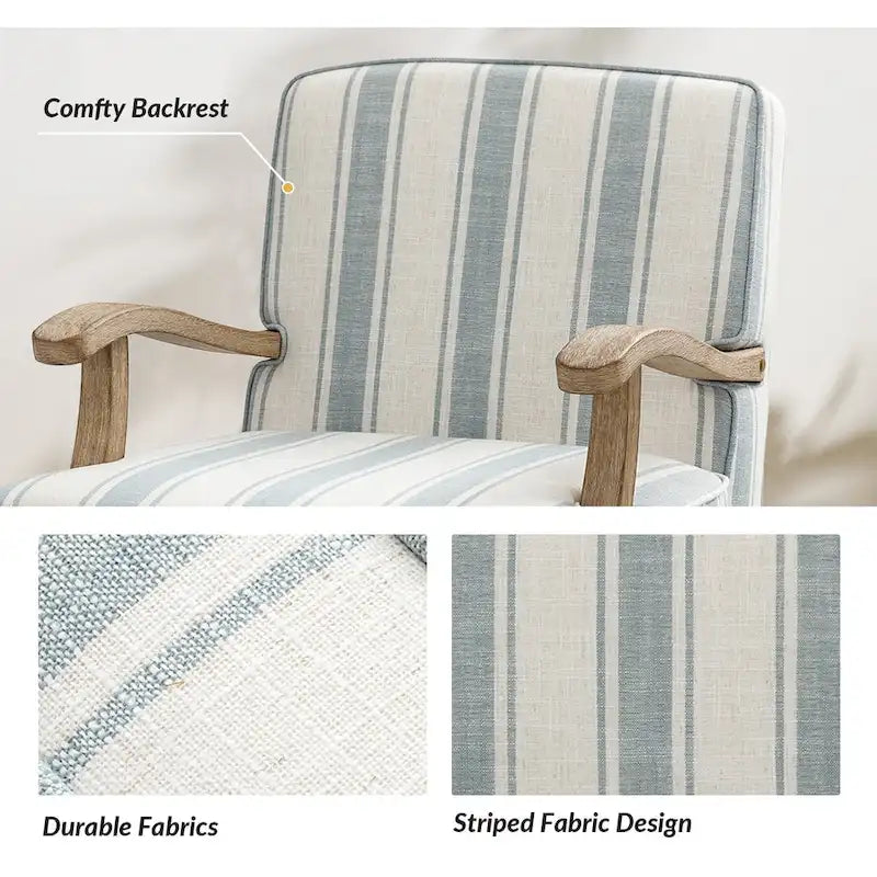 Rinaldo Farmhouse Polyester Sessel mit Massivholzbeinen 2er-Set von HULALA HOME