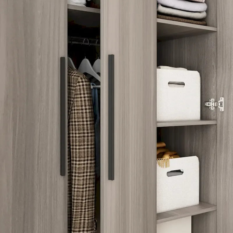 Timechee 47,2 Kleiderschrank Massivholzgriffe Weiß