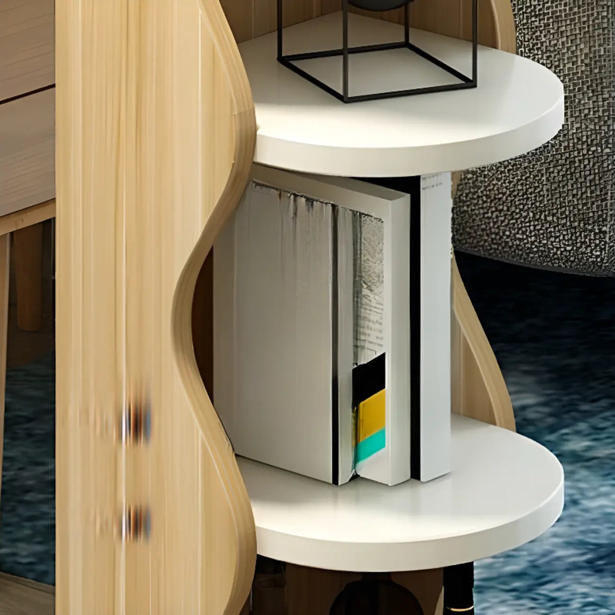 Moderne asymmetrische Bar-Tische aus schwarz-weißem Holz