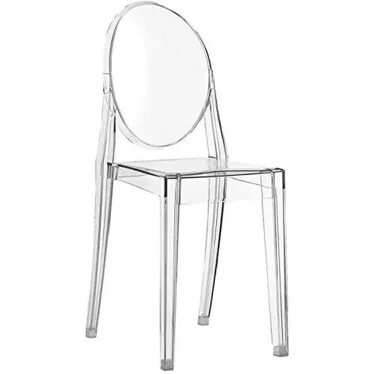 Stapelbare Mid-Century Modern Kristallklare Armlehnlose Stühle Transparent für Ess- und Wohnzimmer als Akzent- oder Schreibtischstuhl