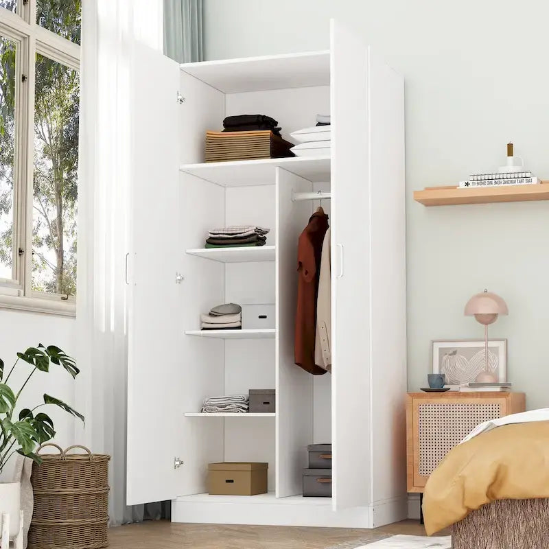 5-stufiger Kleiderschrank mit 2 Türen