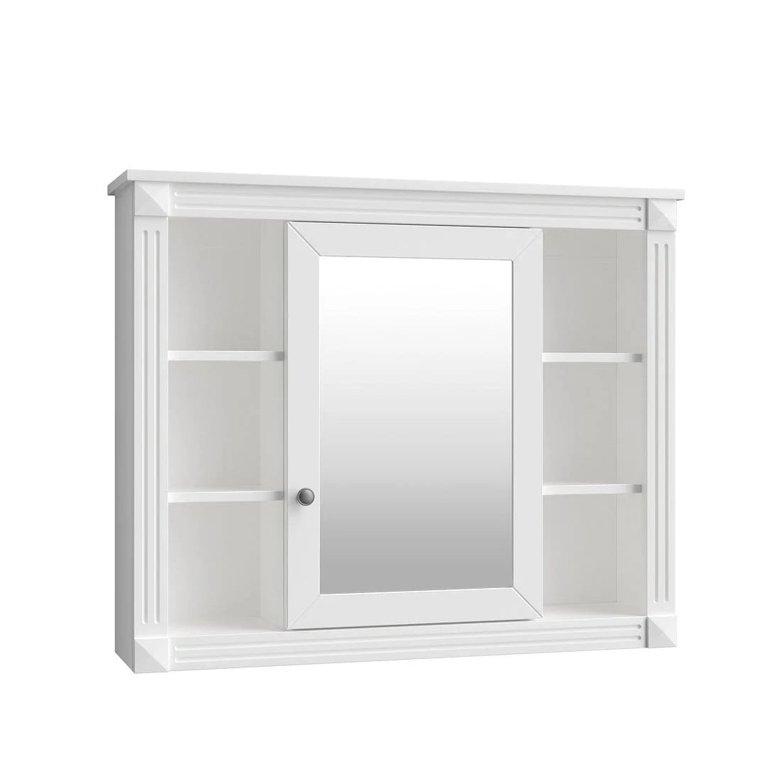 36" Moderner Badezimmer-Waschtisch mit Aufsatzwaschbecken und Spiegelschrank, 2 Türen und 2 Schubladen