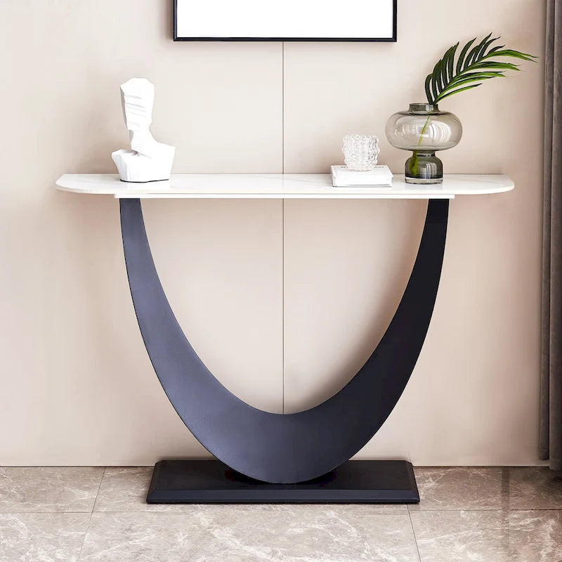 Moderner Konsolentisch, exquisites Formdesign, Metallrahmen mit verstellbaren Fußgleitern für den Eingangsbereich