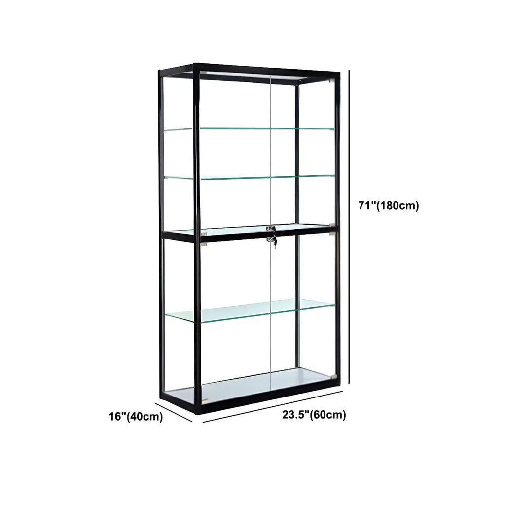 Zeitgenössische rechteckige Vitrine aus schwarzem Glas