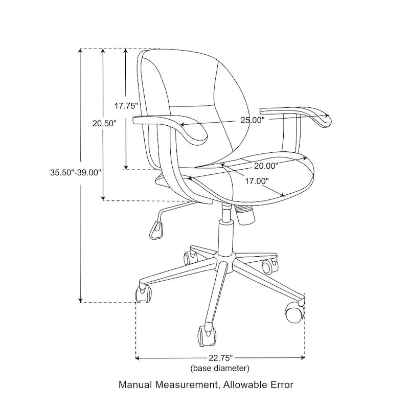 Glitzhome höhenverstellbarer, drehbarer Bürostuhl aus Kunstleder mit Armlehnen und ergonomischem Design