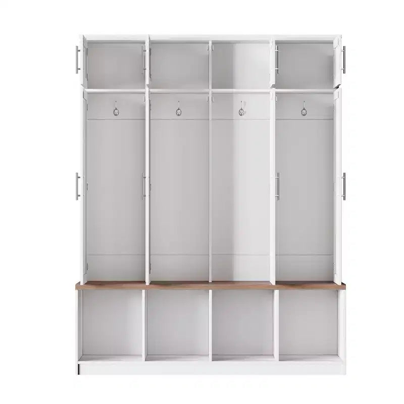 GDFStudio Jessica Farmhouse 4-in-1-Garderobe mit versteckten Haken und Sitzbank mit Stauraum