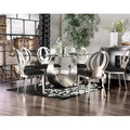 Heer Modern 7-teiliges Esszimmer-Set aus schwarzem Stahl mit U-förmigem Sockel von Furniture of America