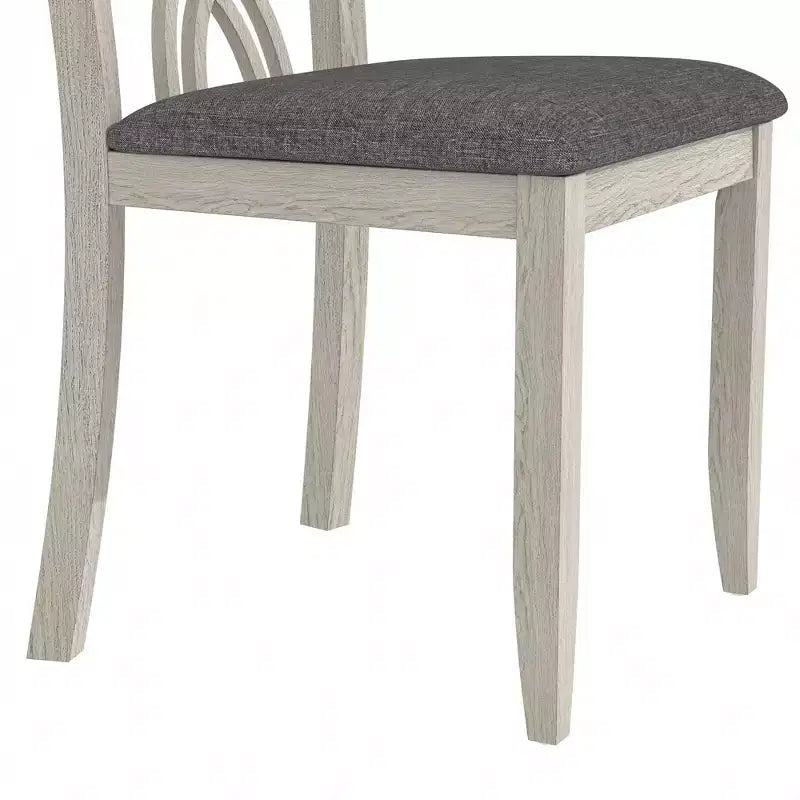 VECELO Rustikale Esszimmerstühle aus Holz, Küchenstühle aus Kautschukholz mit gepolsterter Sitzfläche und eleganter, durchbrochener Rückenlehne, Grau