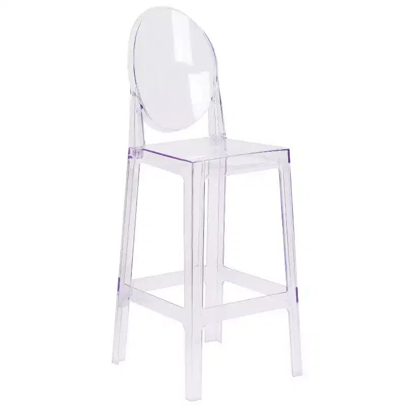 Emma and Oliver Ghost Barhocker mit ovaler Rückenlehne in Transparent Crystal