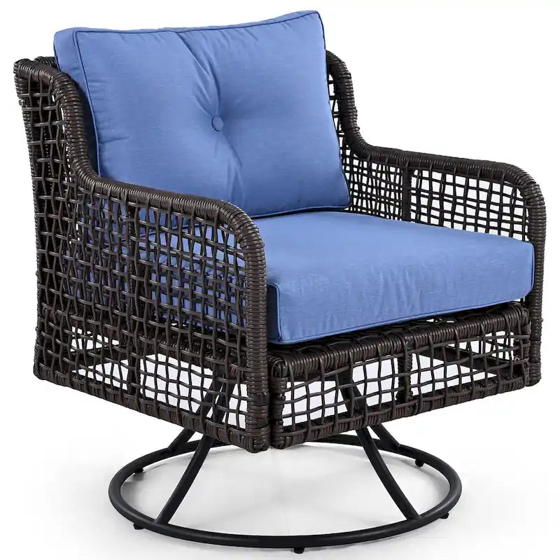 4-teiliges Outdoor-Rattangarniture-Set mit Drehstühlen und Couchtisch