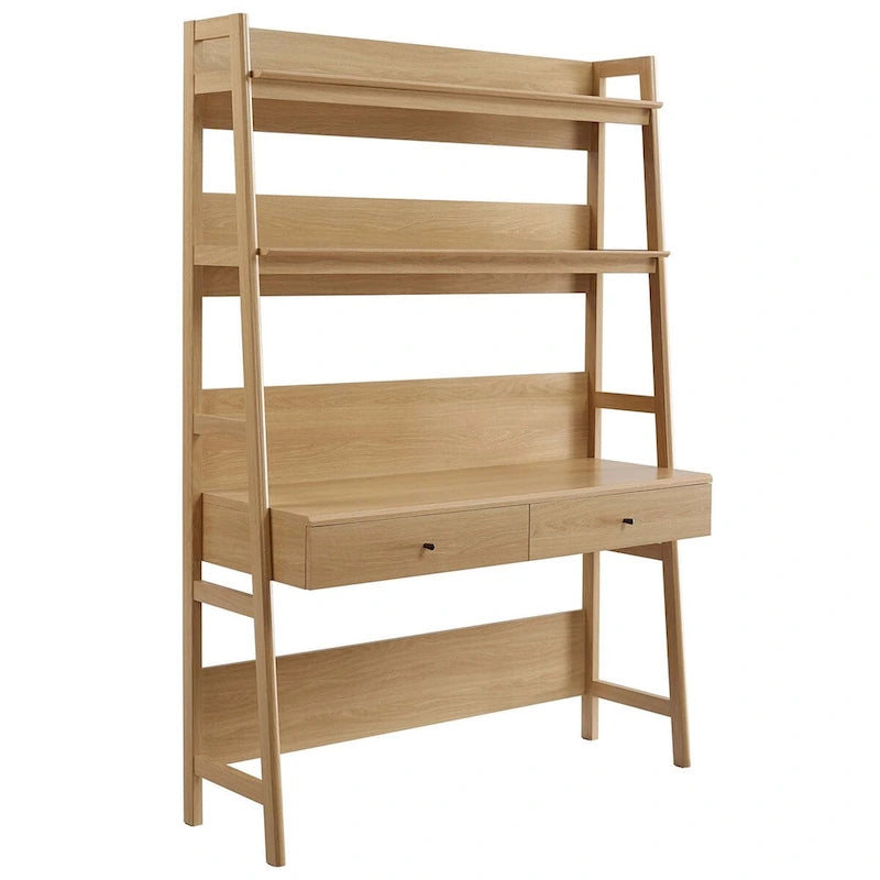 Schreibtisch mit Bücherregal und Schubladen