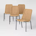 4-tlg. stapelbare rückenlose Korbstühle für die Terrasse Braun – Threshold™