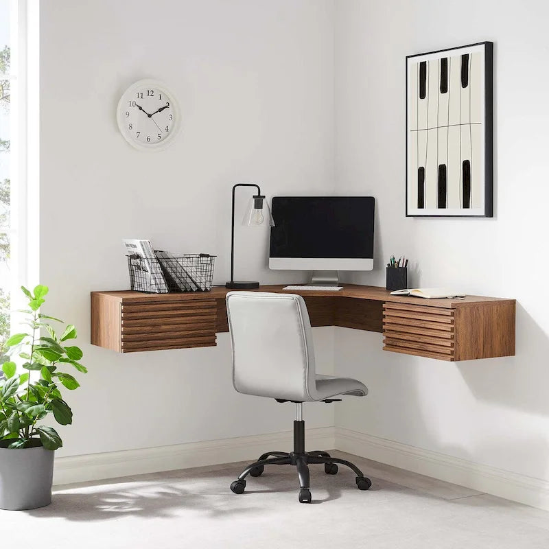 Render Wandmontierter Eckschreibtisch