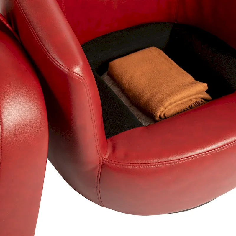 Gepolsterter Drehsessel in Fassform mit Stauraum, moderner Wohnzimmer-Beistellstuhl für Schlafzimmer, Büro, Leseecken - PU