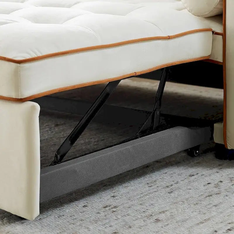 Multifunktionales Samt-Schlafsofa mit Ausziehfunktion, verstellbarer Rückenlehne und Kissen – k. A.