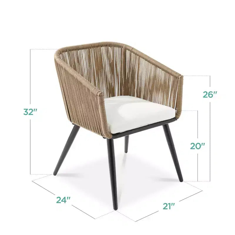 Best Choice Products Set aus 2 Outdoor-Esszimmerstühlen für die Terrasse, Sitzfläche aus geflochtenem Korbgeflecht, Belastbarkeit: 113 kg