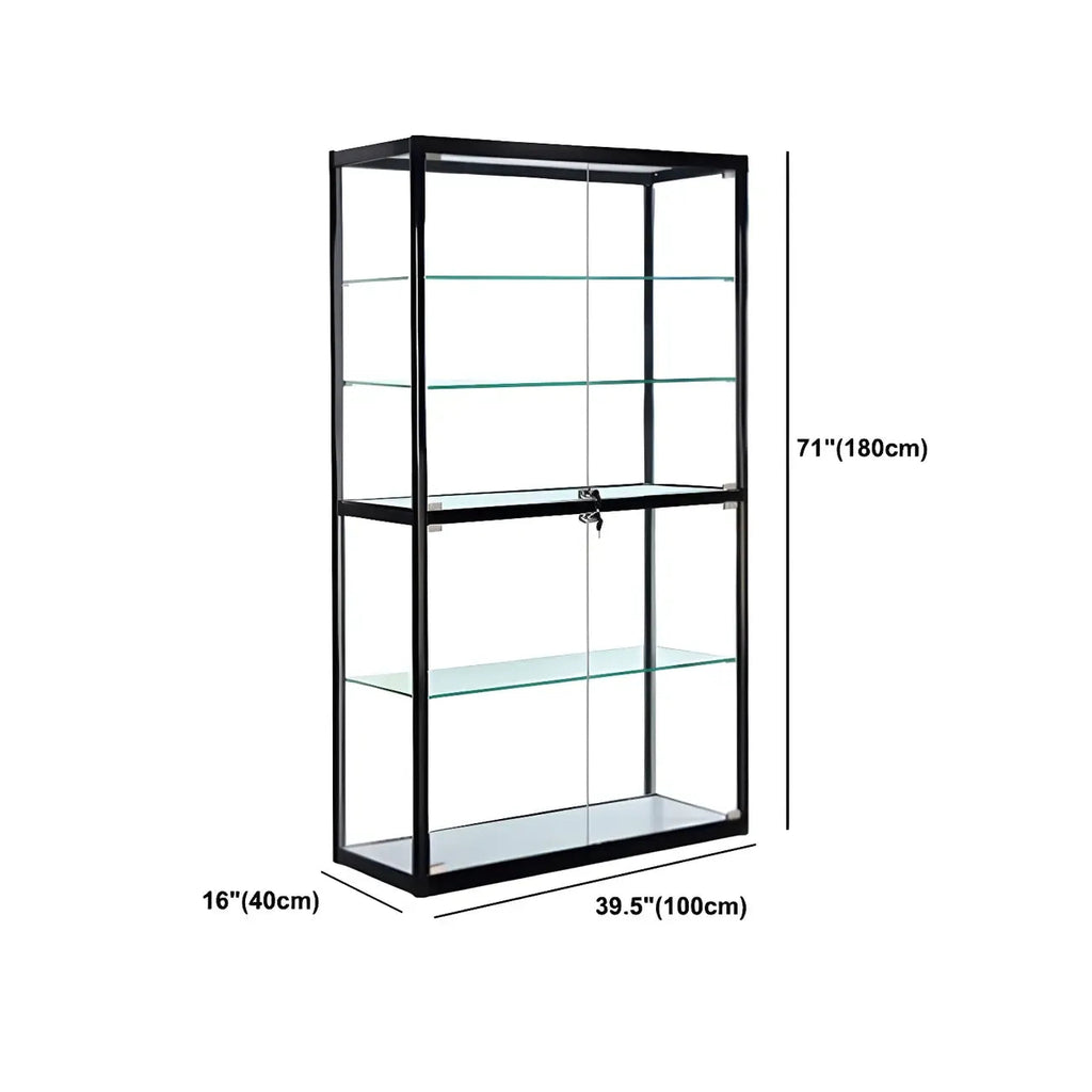 Zeitgenössische rechteckige Vitrine aus schwarzem Glas