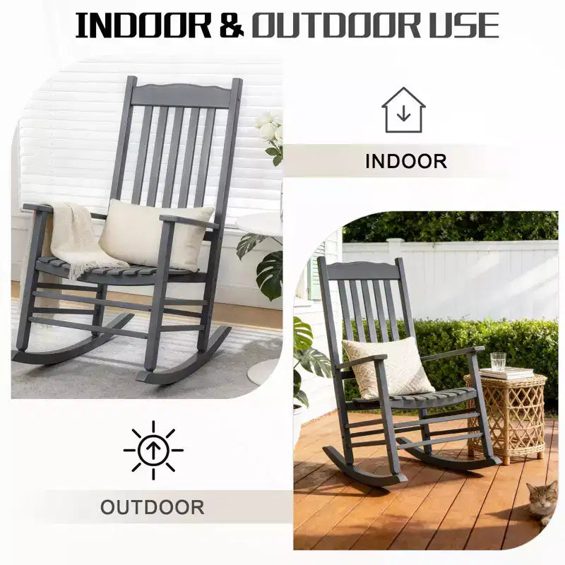 Karl Home | 24-Zoll-Terrassen-Schaukelstuhl aus Massivholz
