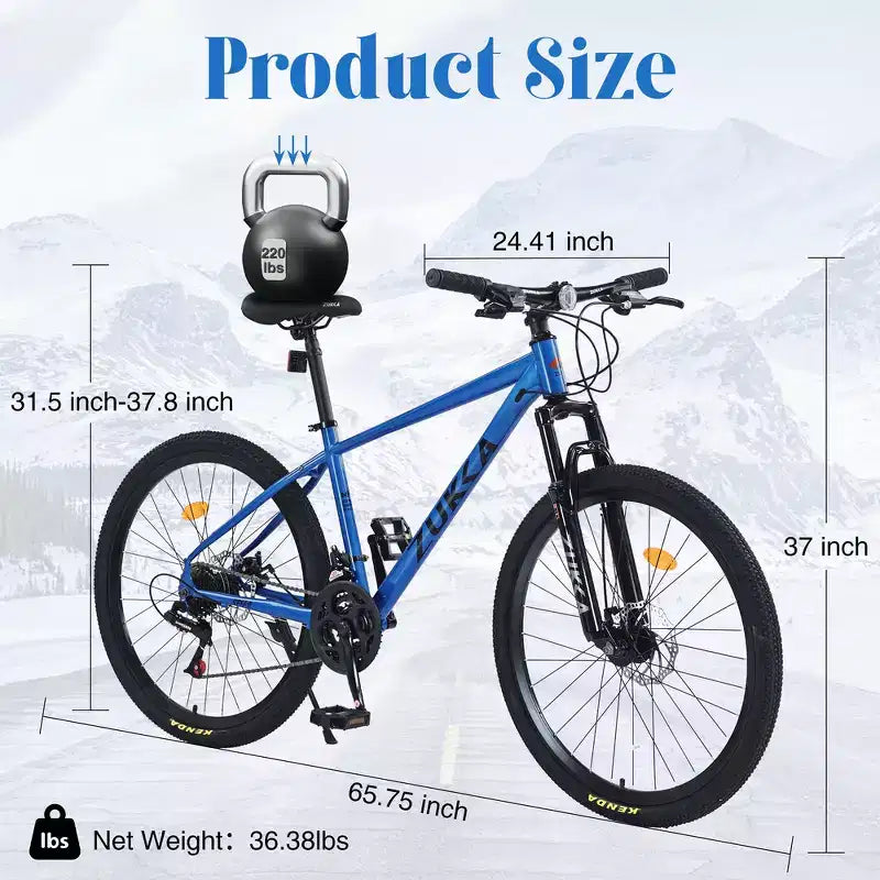Whisen 26 Zoll Mountainbike mit Federung, 8-Gang-Kettenschaltung, KENDA-Reifen und doppelten Scheibenbremsen