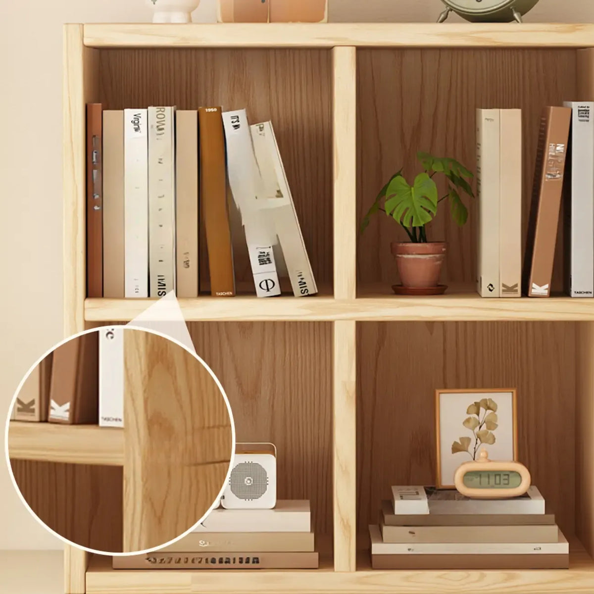 Modernes horizontales 8-faches Holzregal in Natur-Optik