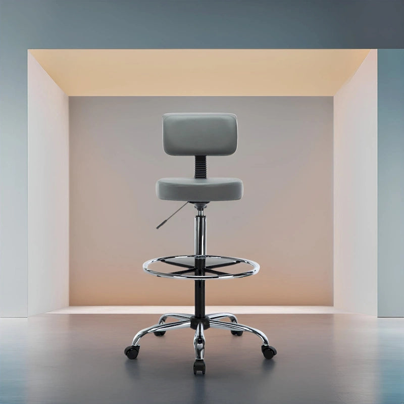 Höhenverstellbarer Zeichentisch-Hocker – Mit Premium-Leder, Laufrollen