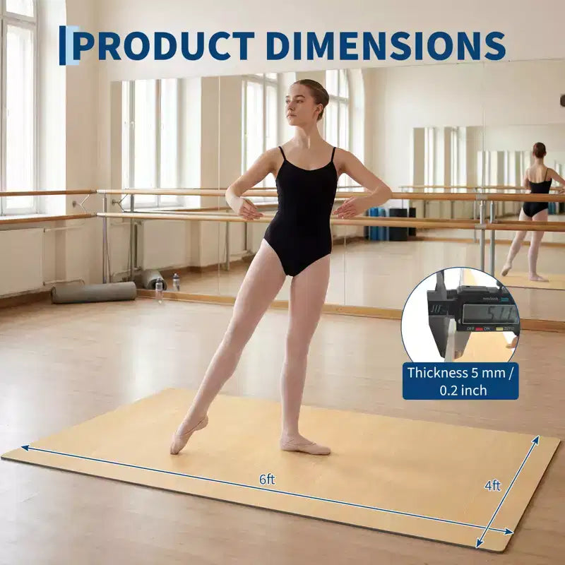 Tragbare 4x6 PVC-Tanzmatte, 5 mm dicke, rutschfeste und kratzfeste Tanzmatte für Ballett, Jazz, Stepptanz, Yoga, Pilates und Training zu Hause