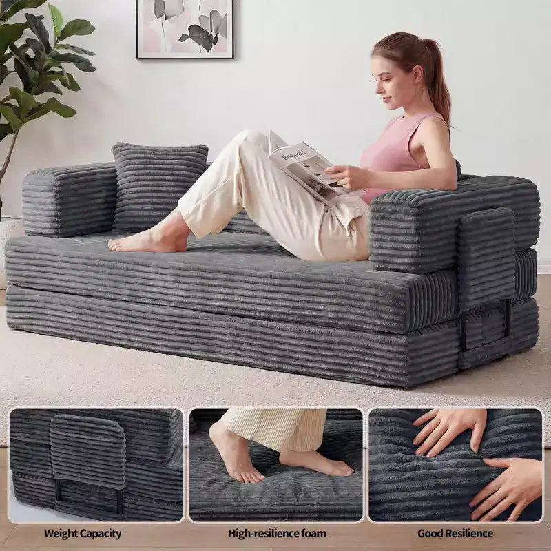 80,7" 5-in-1 ausklappbares Schlafsofa ??Kordsamt, 544 kg, keine Montage erforderlich