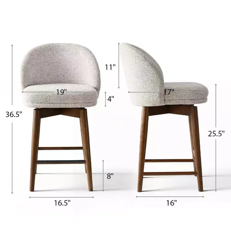 2er-Set moderne drehbare Tresenhocker mit gepolsterter Sitzfläche, 360° rotierbare Stühle für Kücheninsel oder Hausbar mit Massivholzbeinen - Panipeachy
