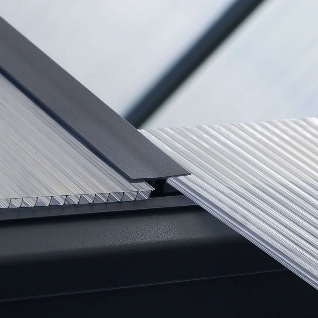VEIKOUS Aluminium-Gewächshaus-Bausatz mit begehbarem Garten, verstellbarer Dachluke und abschließbarer Tür, Grau