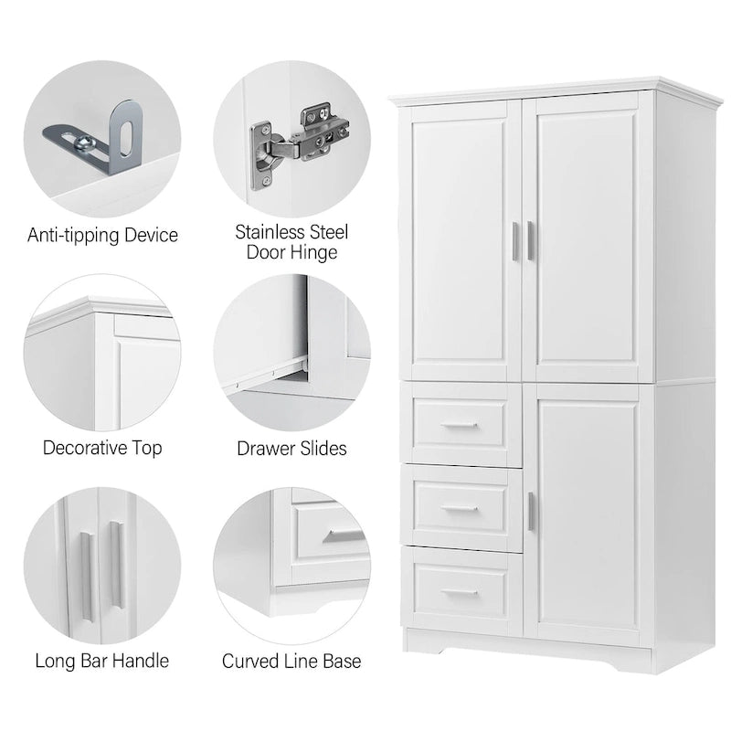 Hoher und breiter Schrank mit Türen für Badezimmer/Büro
