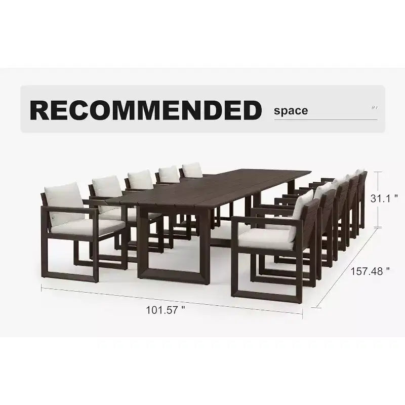 PURPLE LEAF luxuriöses Outdoor-Essgruppe aus Aluminium mit Tisch und Stühlen sowie abnehmbaren, dicken Sitzkissen